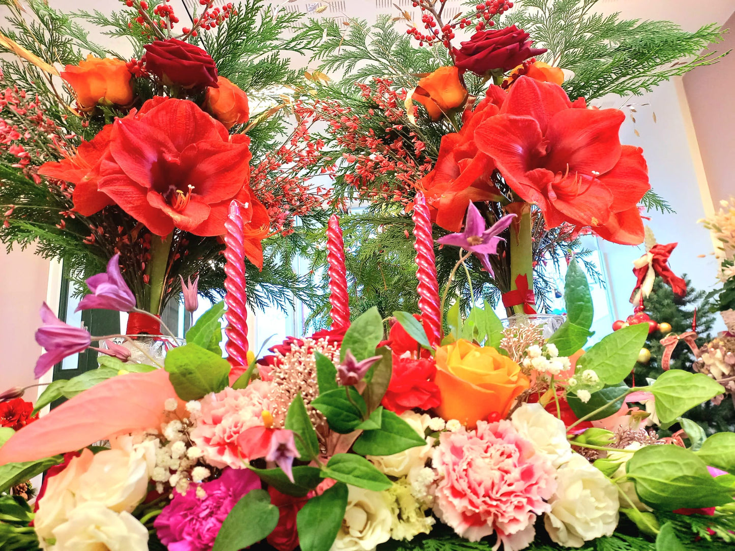 Joulupöytä asetelma